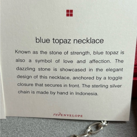 Red Envelope Blue Topaz 18’ toggle necklace. - Picture 8 of 10